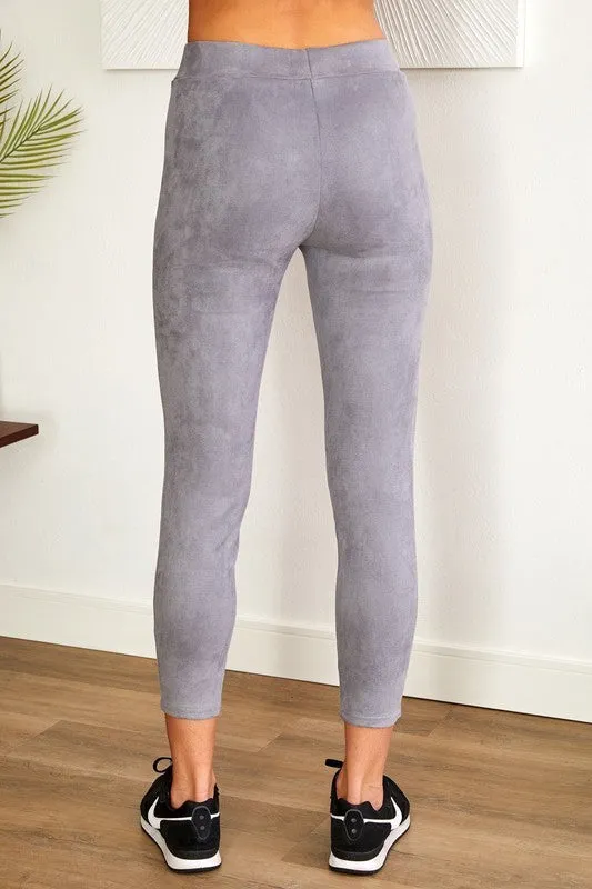 Grey Suede Front Seam Venti Leggings 8/10/23 6815