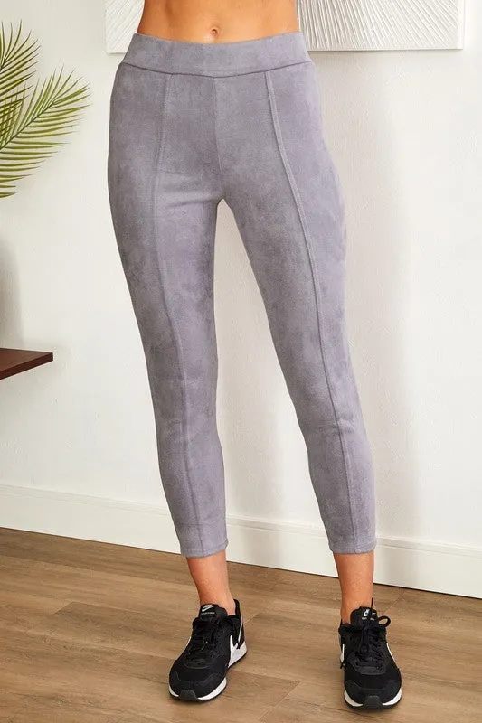 Grey Suede Front Seam Venti Leggings 8/10/23 6815