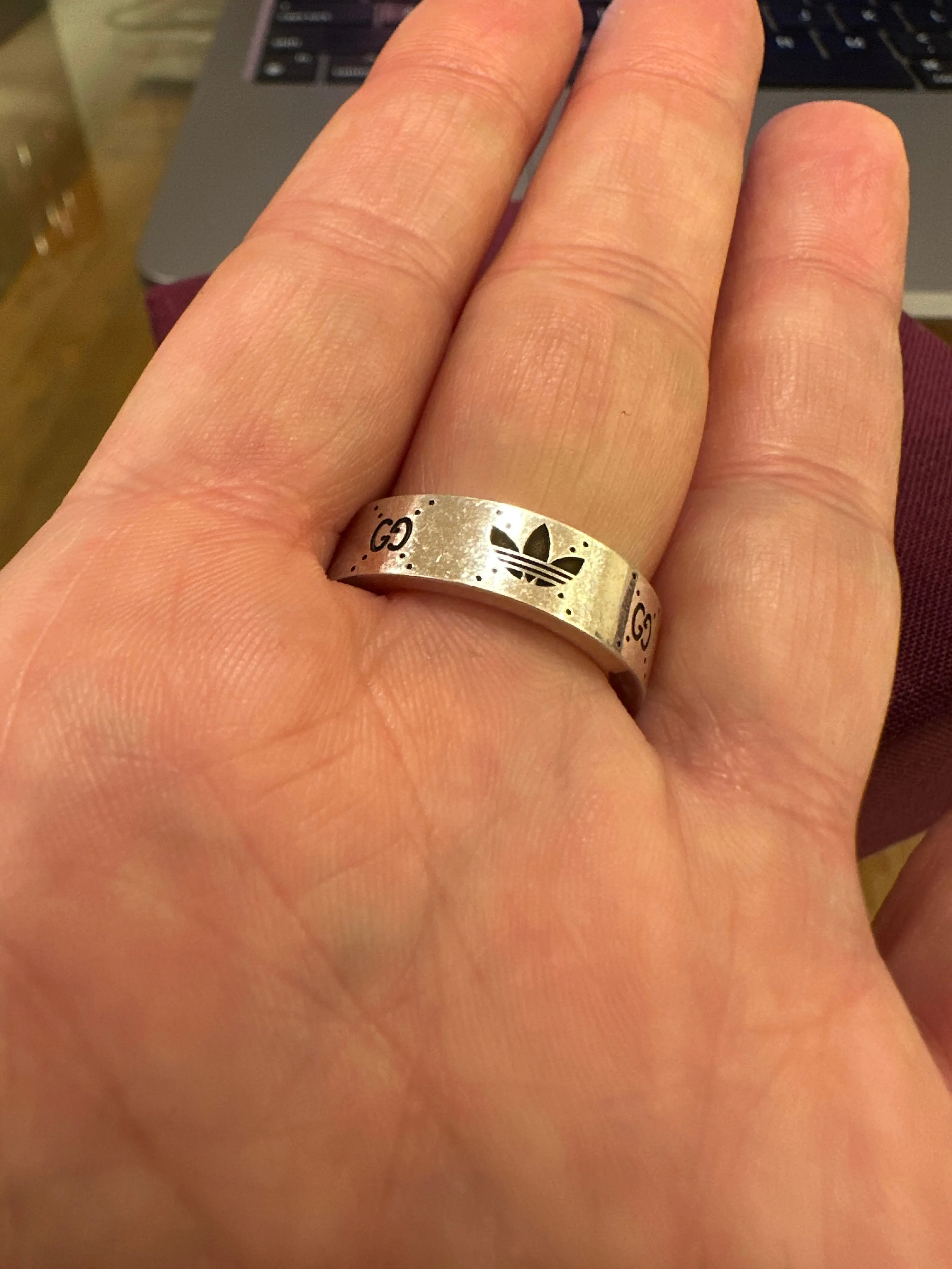 Gucci x Adidas Engraved Silver Ring