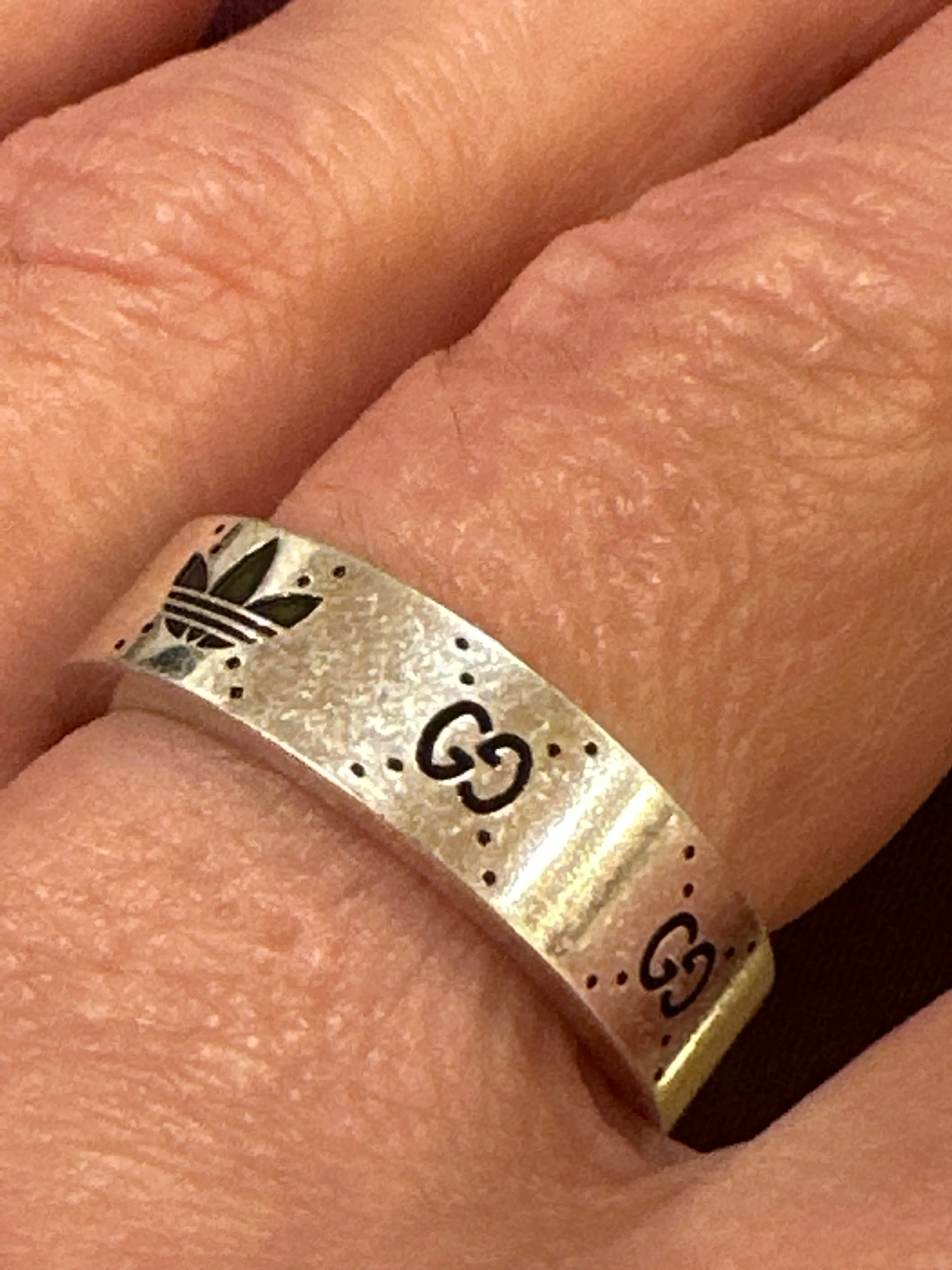 Gucci x Adidas Engraved Silver Ring