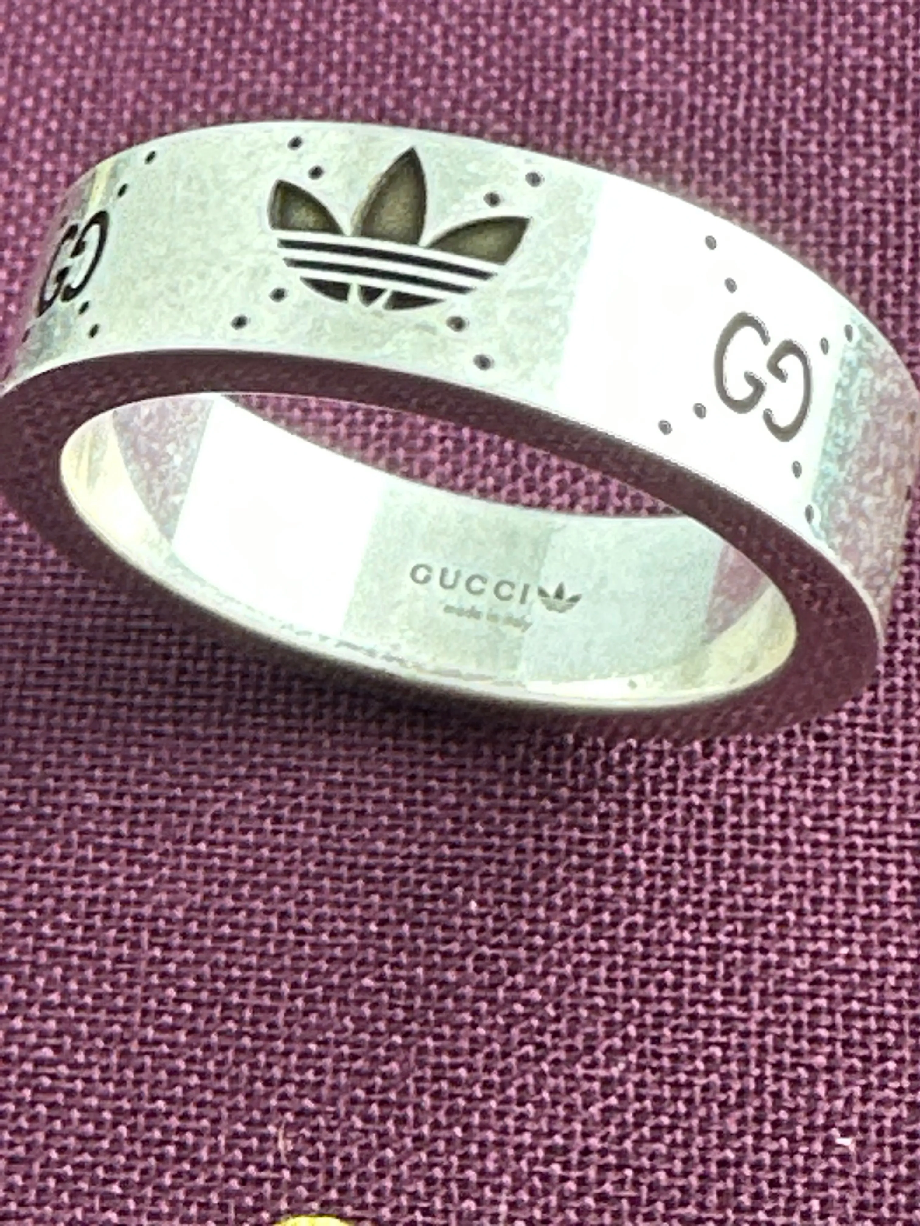 Gucci x Adidas Engraved Silver Ring