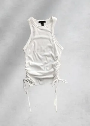 Haley Side Ruching Tank Top - White