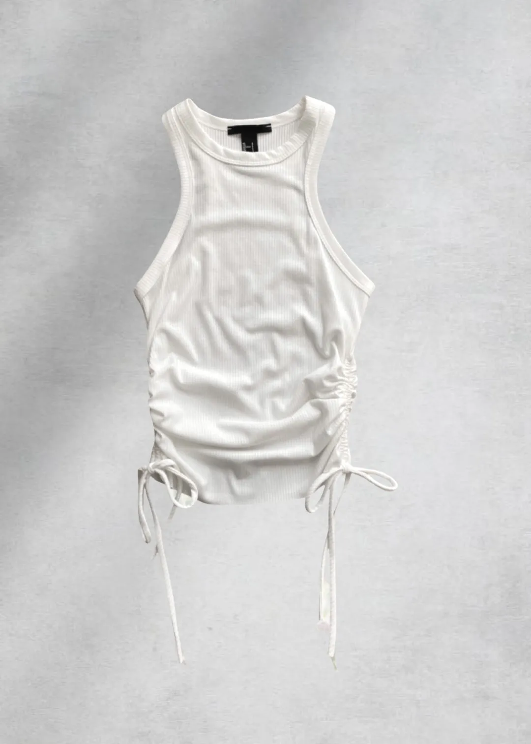 Haley Side Ruching Tank Top - White