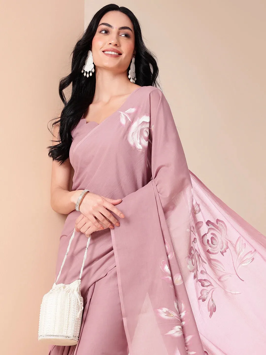Hand painted Cotton Saree