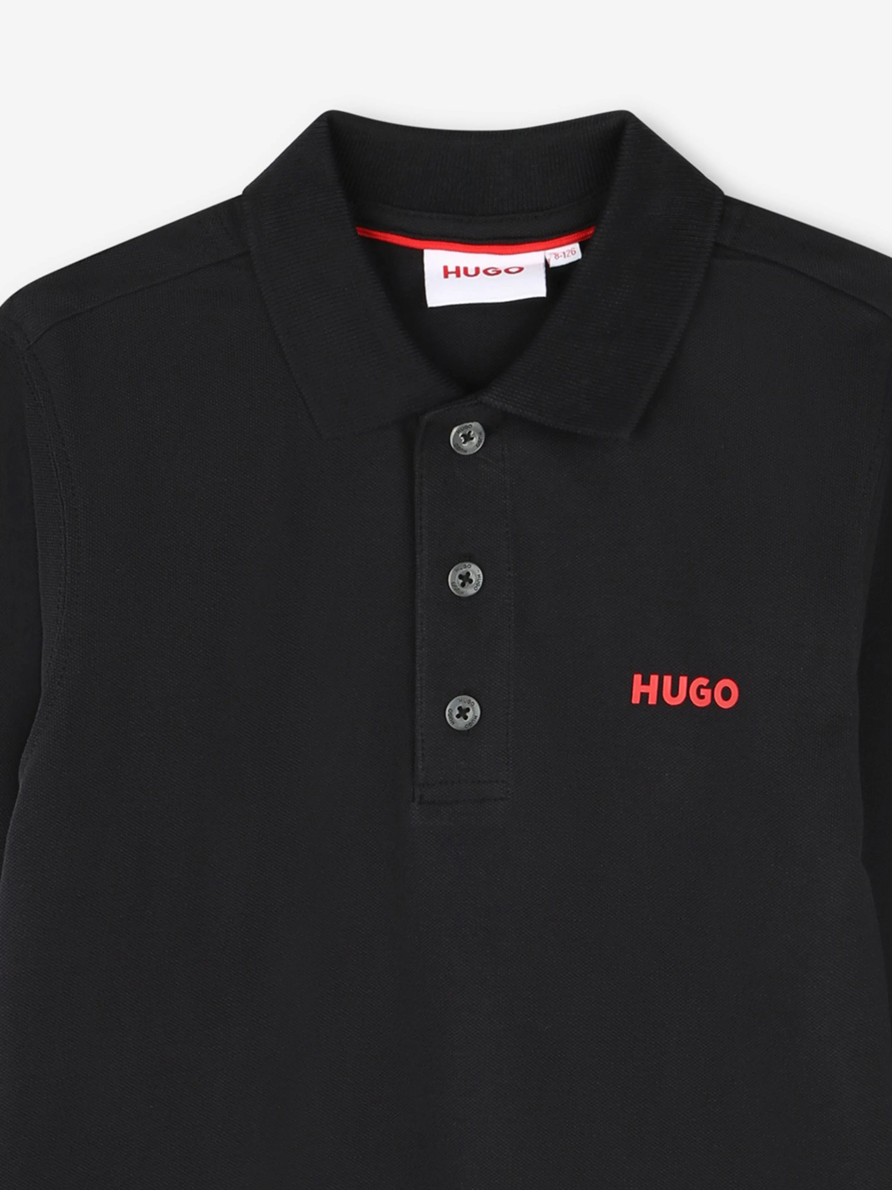 Hugo Boys Long Sleeve Polo Shirt in Black
