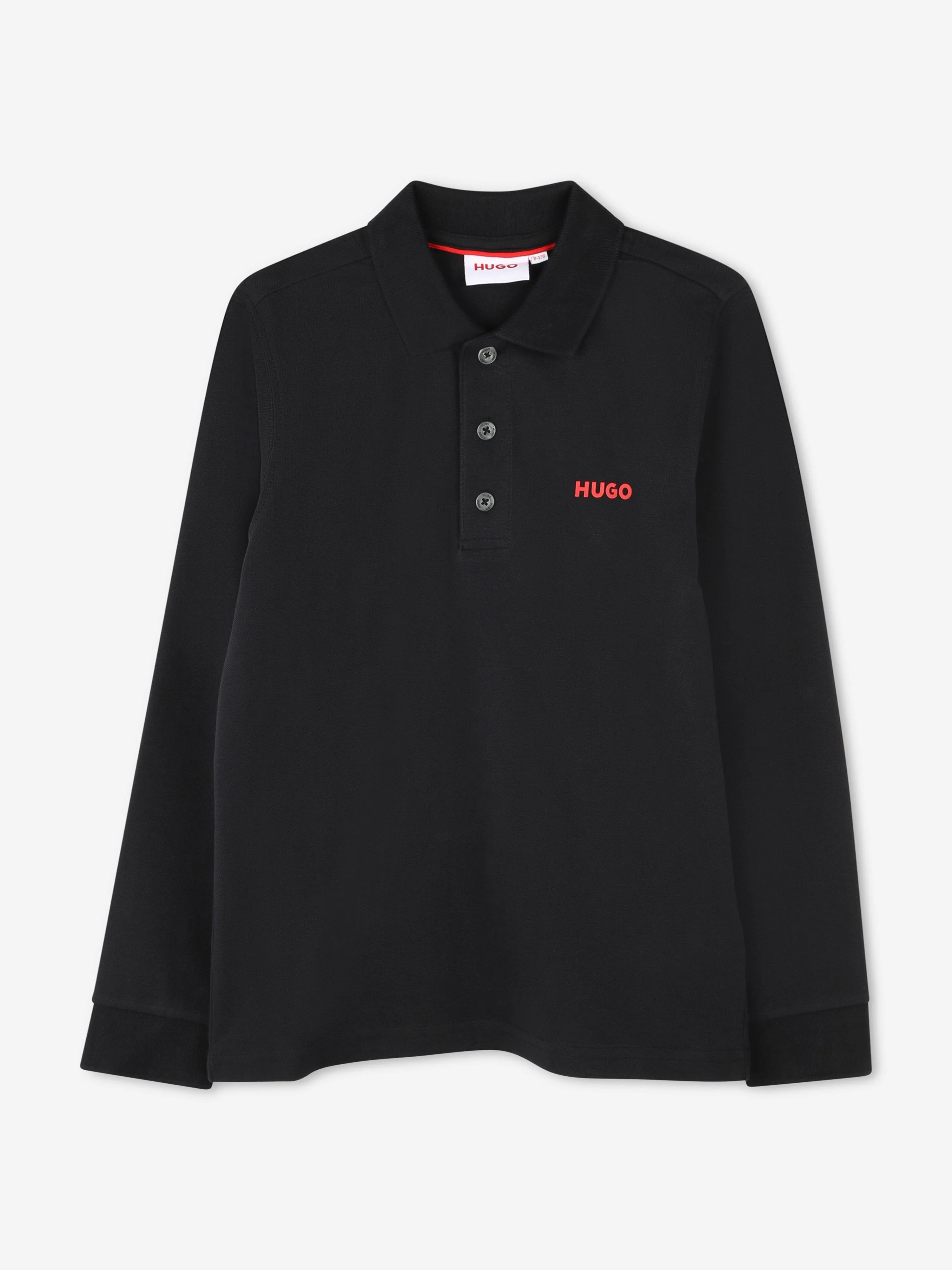 Hugo Boys Long Sleeve Polo Shirt in Black