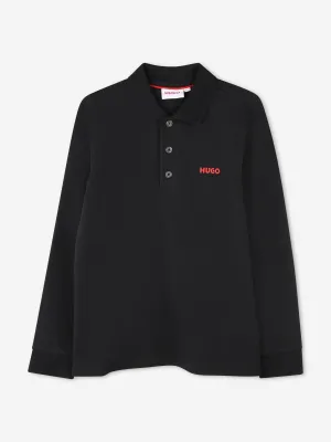 Hugo Boys Long Sleeve Polo Shirt in Black