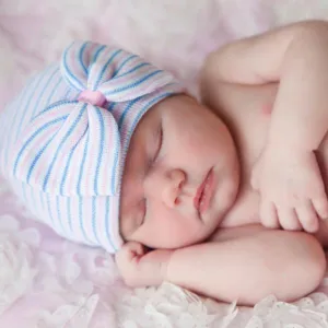 ilybean Welcome Baby Traditional Striped Hospital Hat Newborn Girl Bow Hospital Hat