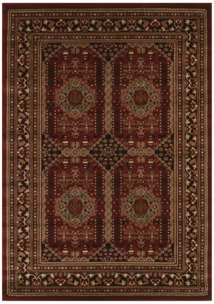Istanbul Collection Traditional Afghan Design Burgundy Red Rug