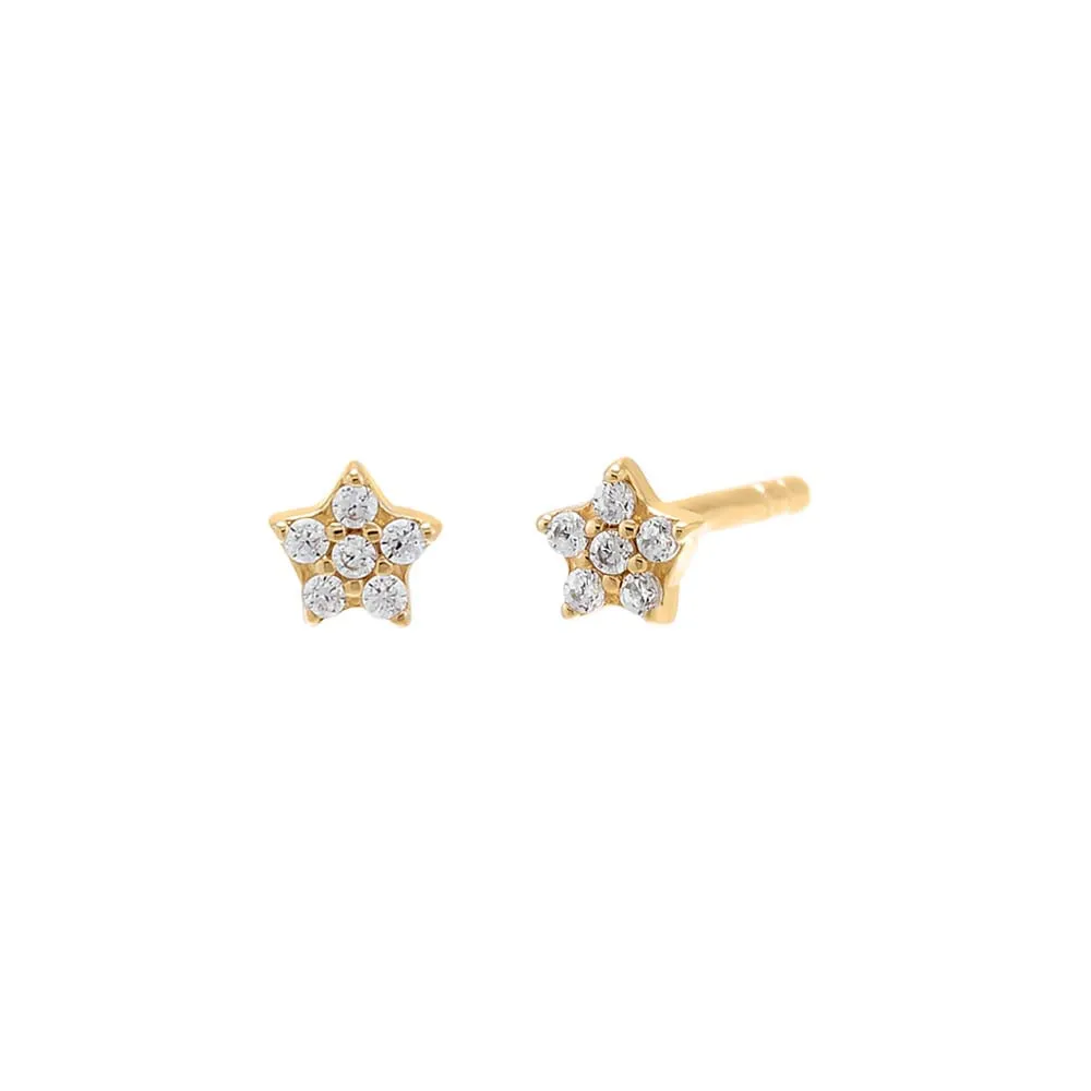 Itty Bitty CZ Flower Stud Earring 14K