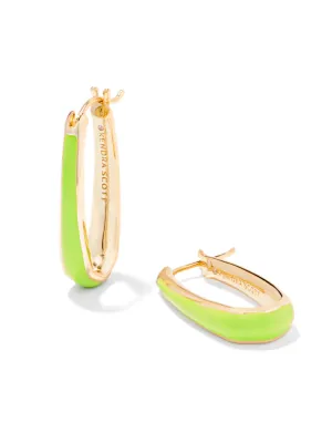 Kendra Scott Kelsey Hoop Earring - Gold & Chartreuse Enamel
