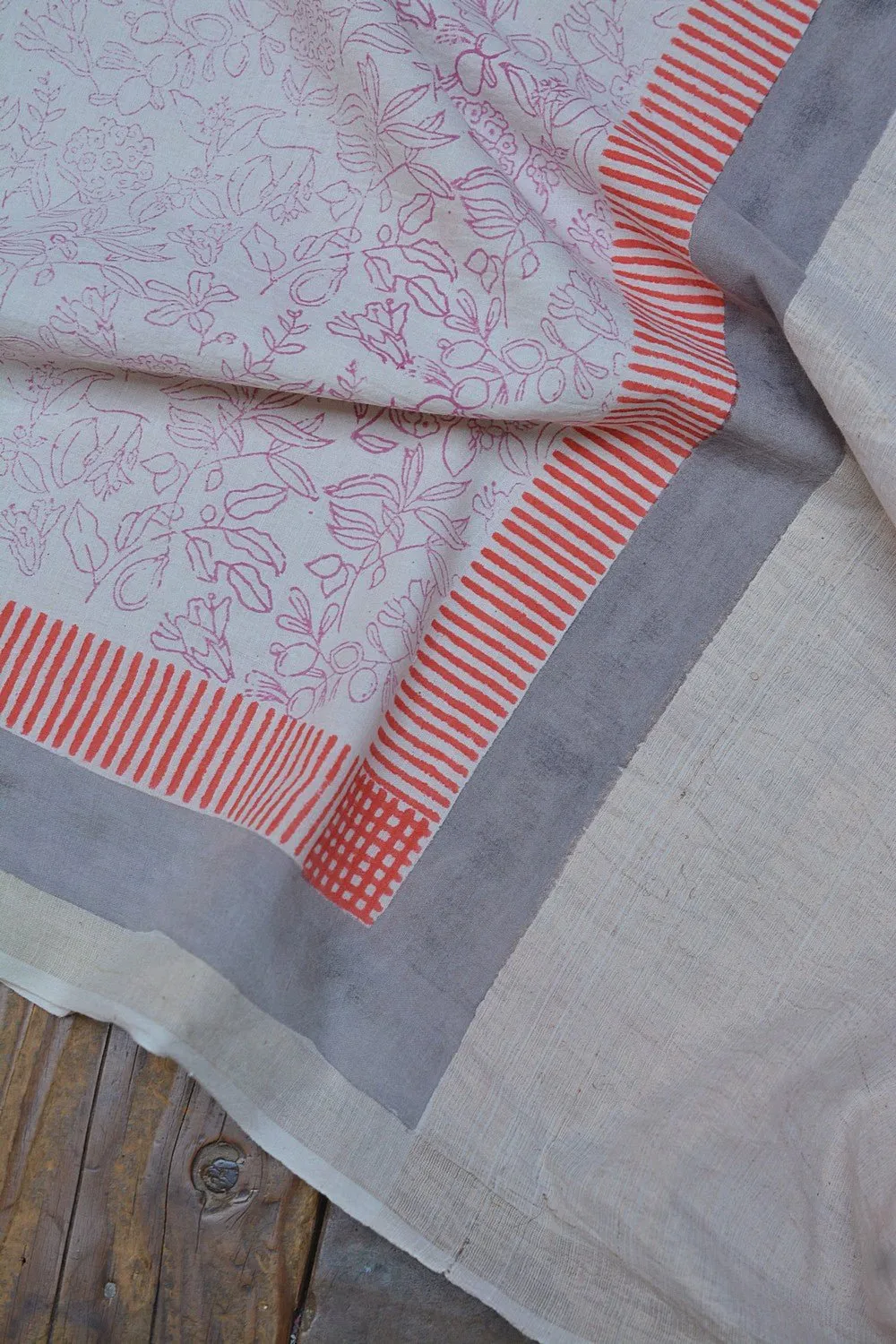 Khadi Saree - Printed Botanical