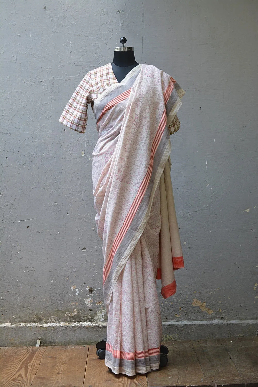 Khadi Saree - Printed Botanical