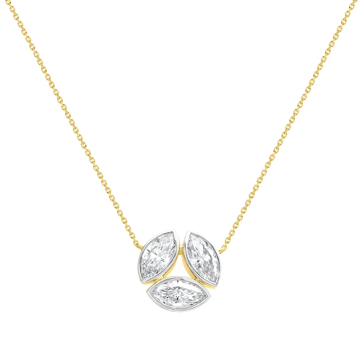 LAB GROWN Bezel Set Marquise Trio Diamond Pendant