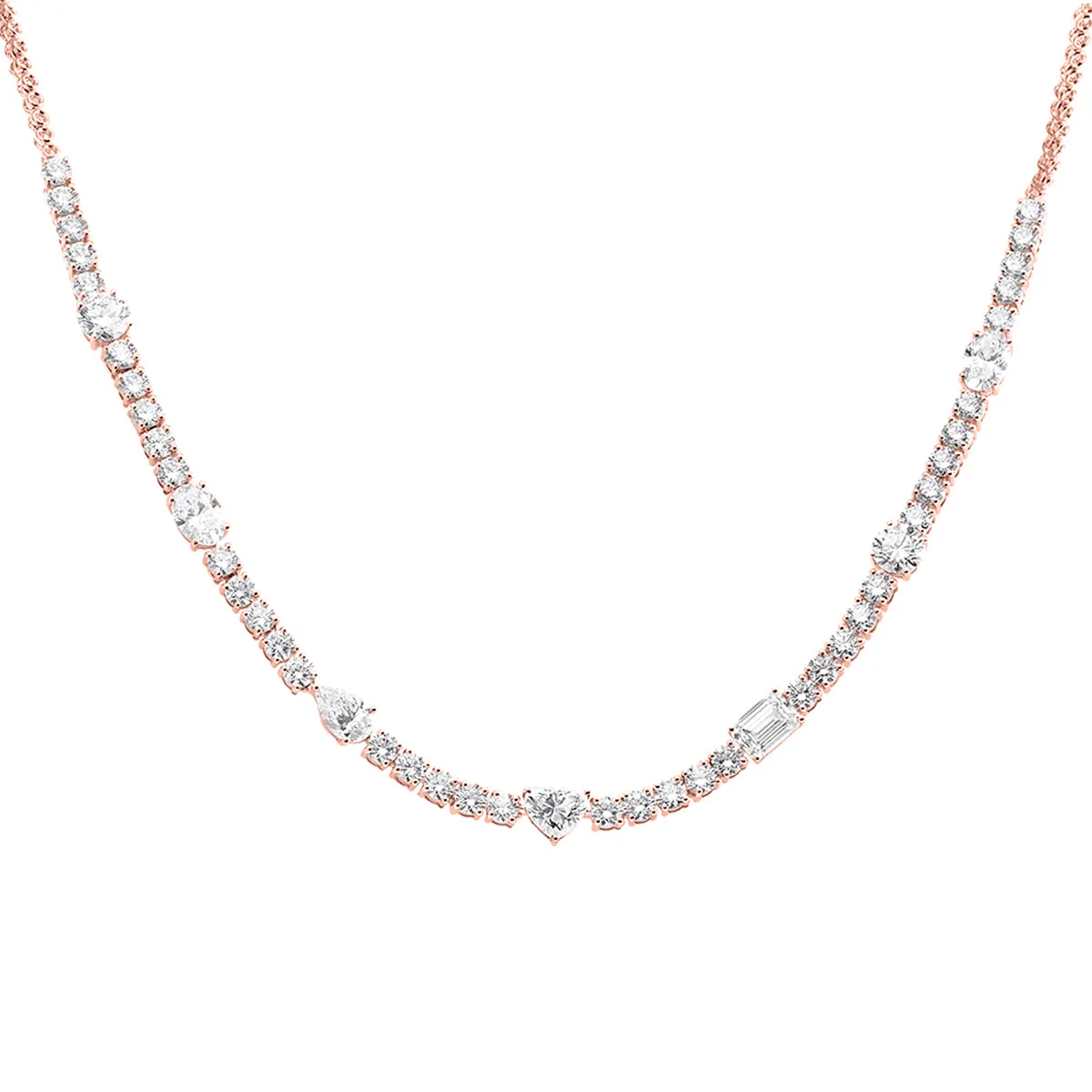 LAB GROWN Half-Way Multi-Shaped Tennis Necklace