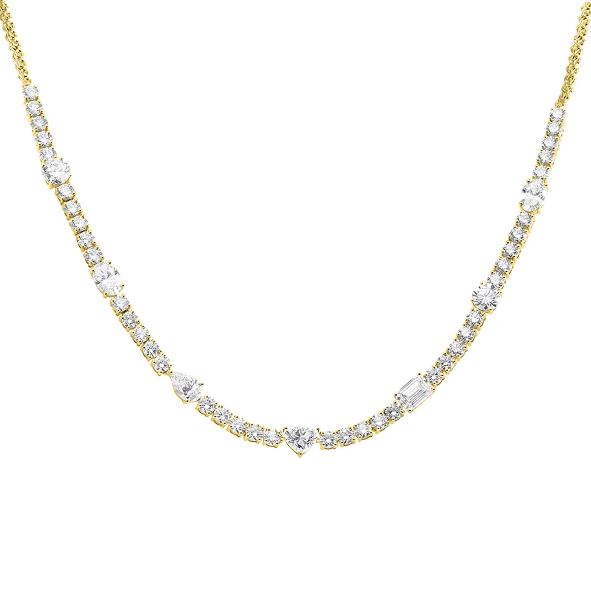 LAB GROWN Half-Way Multi-Shaped Tennis Necklace