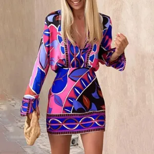 Luxuria Women's Print Shirt Skirt Suit