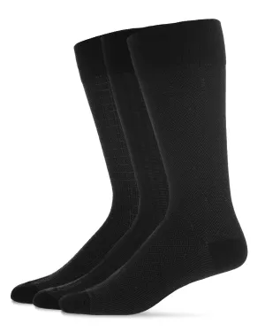 Men's 3 Pair Pack Assorted Mercerized Cotton Blend Crew Socks