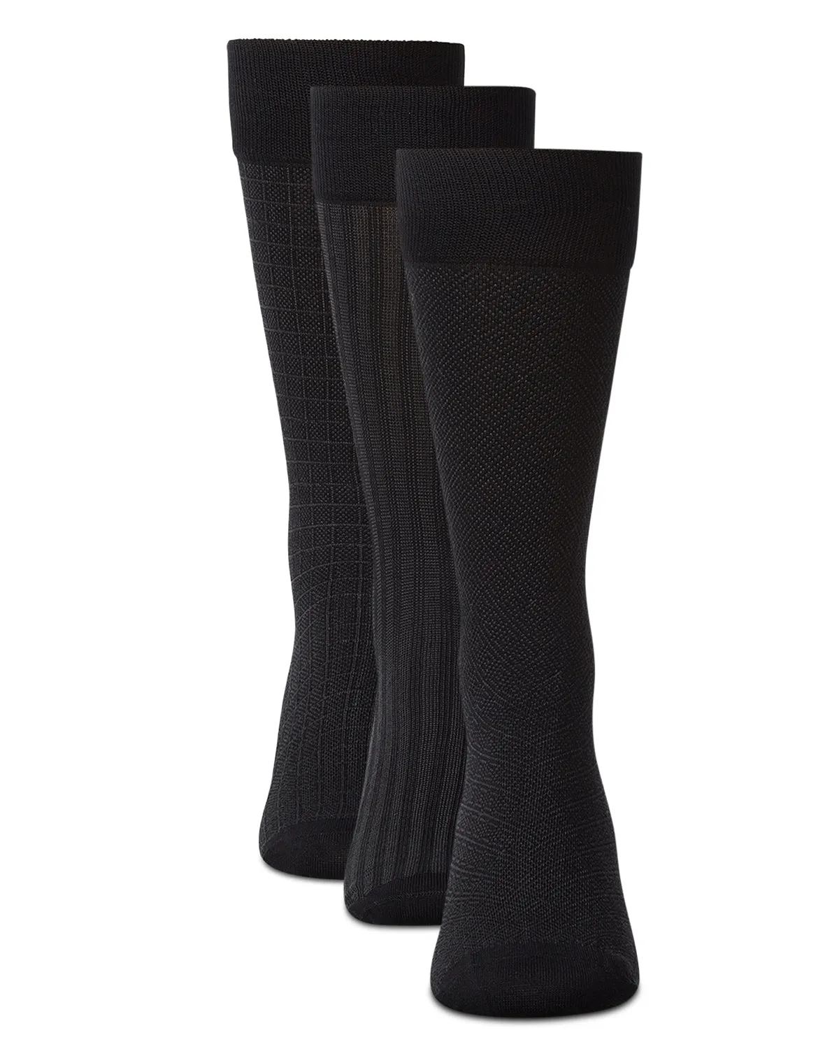 Men's 3 Pair Pack Assorted Mercerized Cotton Blend Crew Socks