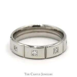 Men's 6mm Wide Flat Set Diamond Eternity Band in 14k White Gold