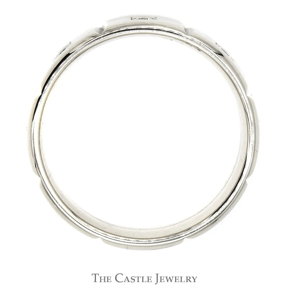 Men's 6mm Wide Flat Set Diamond Eternity Band in 14k White Gold