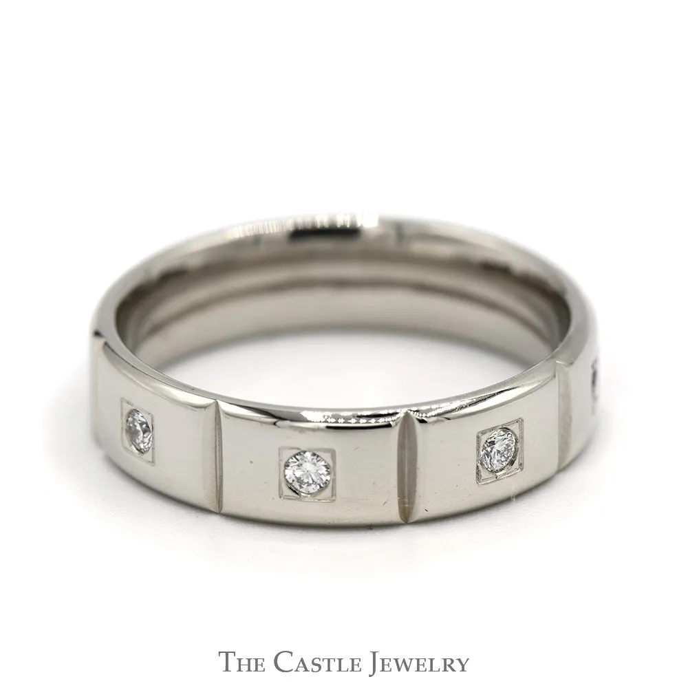 Men's 6mm Wide Flat Set Diamond Eternity Band in 14k White Gold