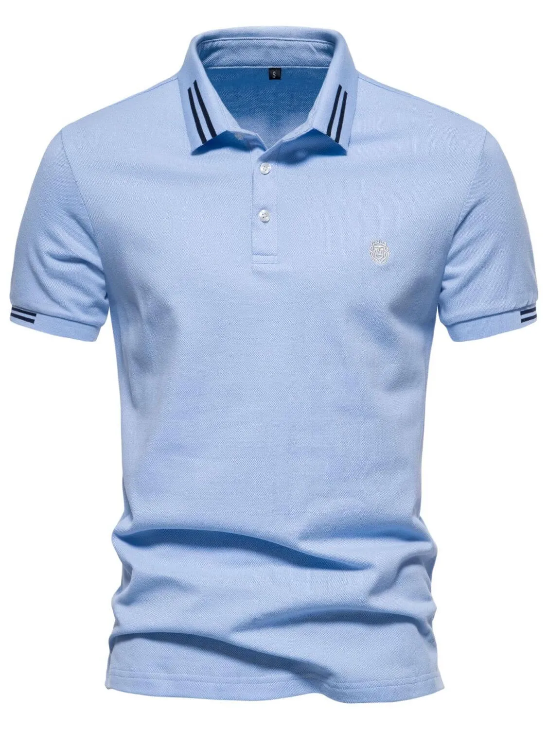 Men’s Embroidered Striped Polo – Stylish & Comfortable