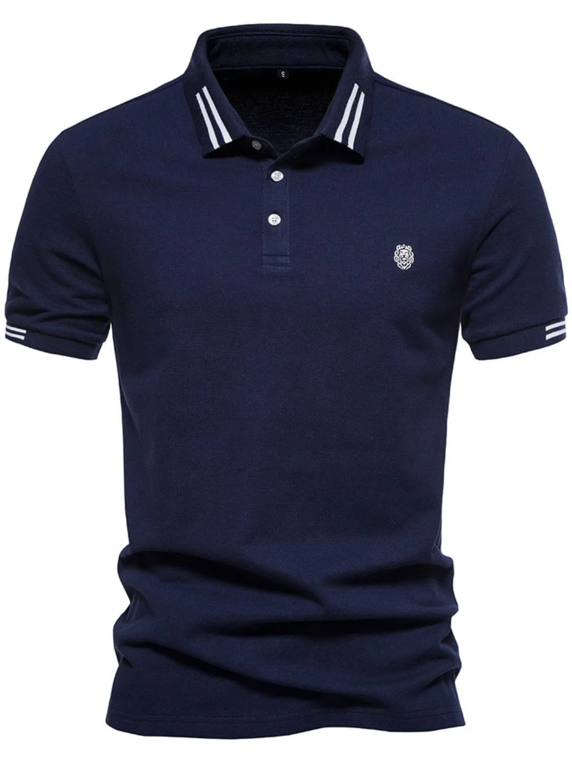 Men’s Embroidered Striped Polo – Stylish & Comfortable