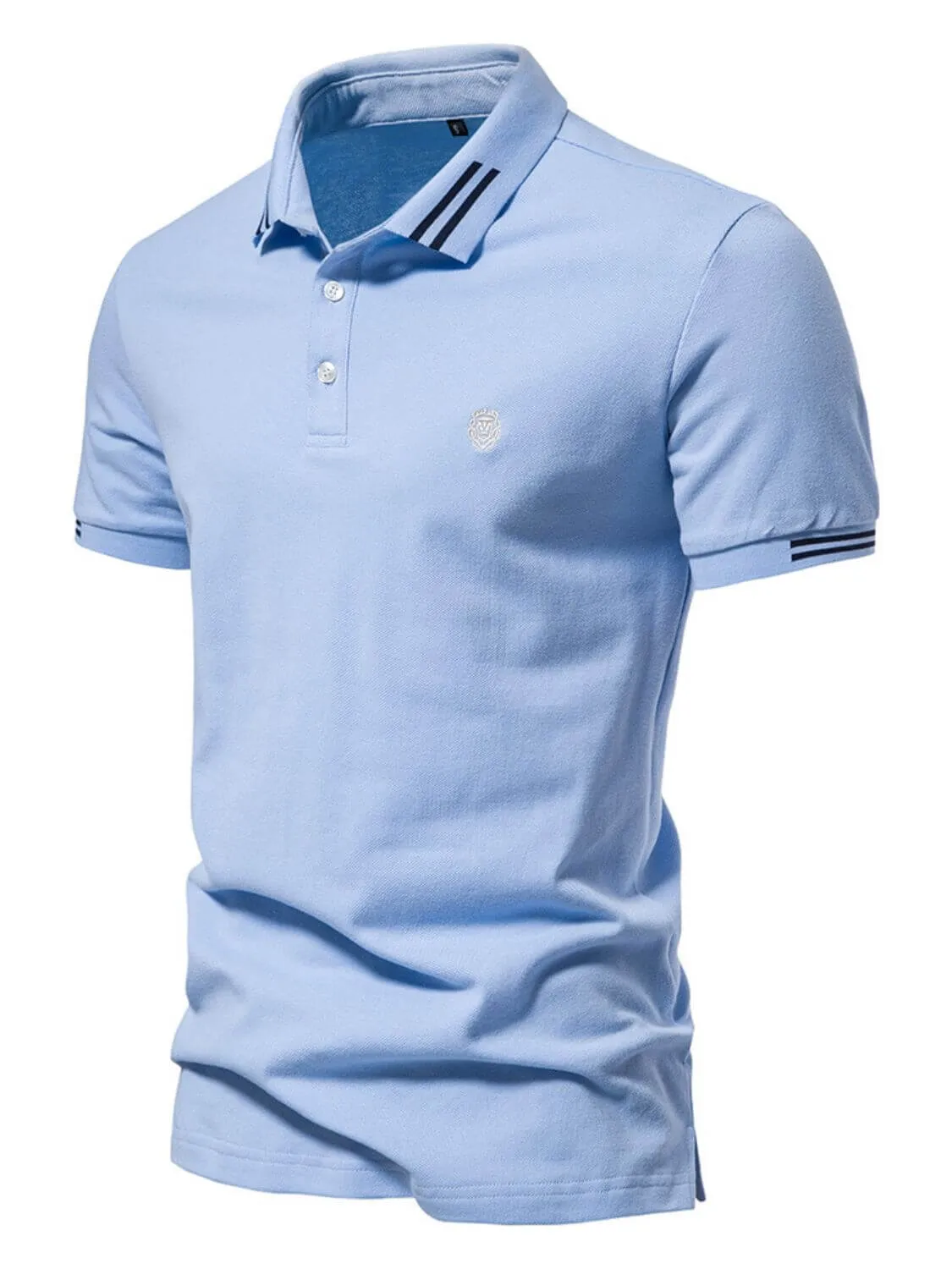 Men’s Embroidered Striped Polo – Stylish & Comfortable