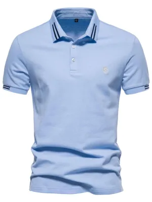 Men’s Embroidered Striped Polo – Stylish & Comfortable