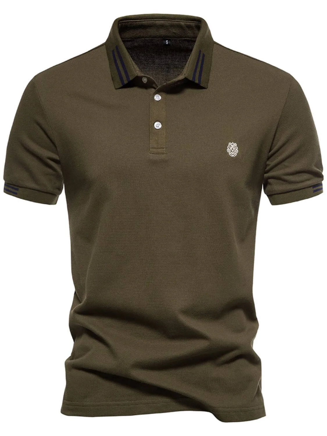 Men’s Embroidered Striped Polo – Stylish & Comfortable
