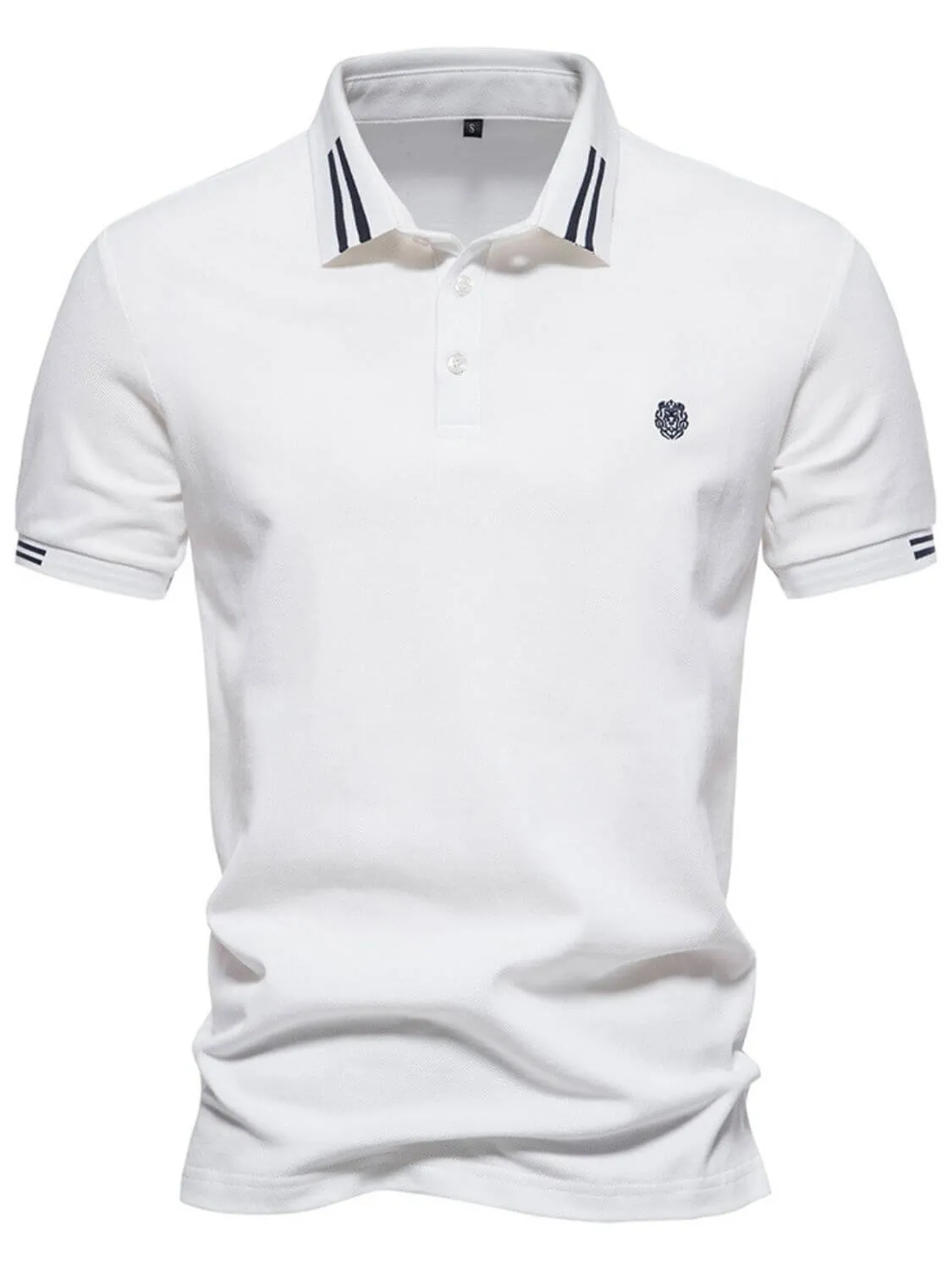 Men’s Embroidered Striped Polo – Stylish & Comfortable
