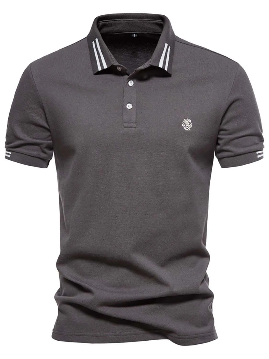 Men’s Embroidered Striped Polo – Stylish & Comfortable