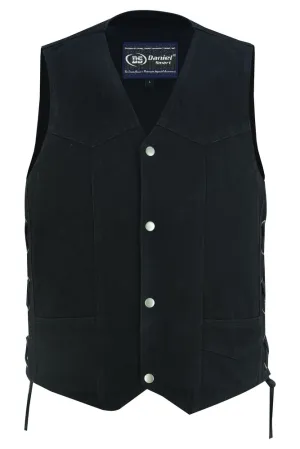 Men's Traditional Denim Vest with Side Laces