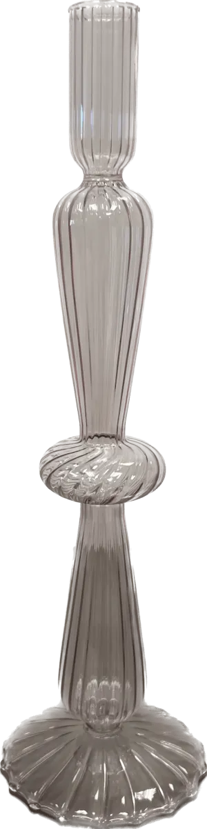 Mid-Century Modern Ribbed Taper Candle Holder in Blush