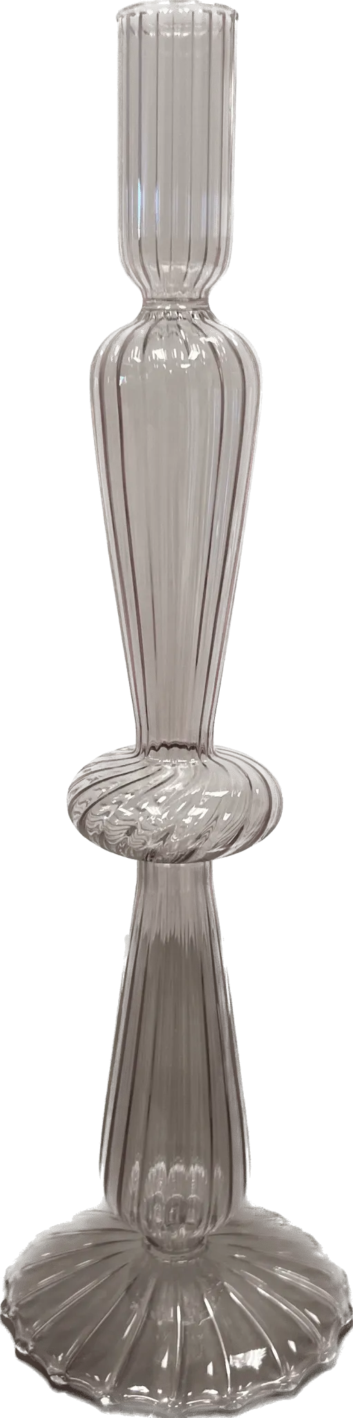 Mid-Century Modern Ribbed Taper Candle Holder in Blush