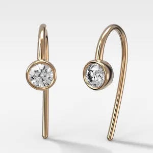 Midi Bezel Threader Earrings with Round Cut Diamonds