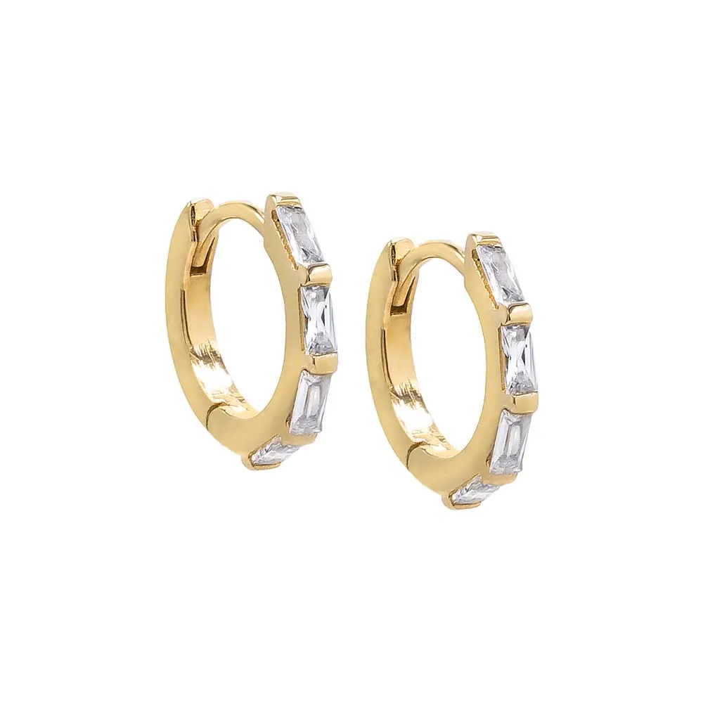 Mini Multi Baguette Huggie Earring 14K