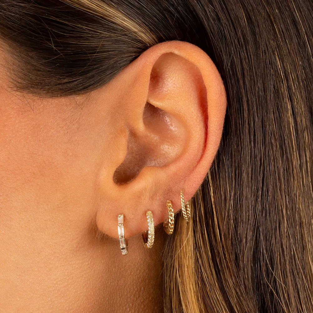 Mini Multi Baguette Huggie Earring 14K
