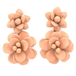 Murano Pink Sunset Hibiscus Silk Effect - Double Pendant Earrings