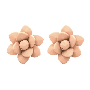 Murano Pink Sunset Stud Lily Earrings - Silk Effect