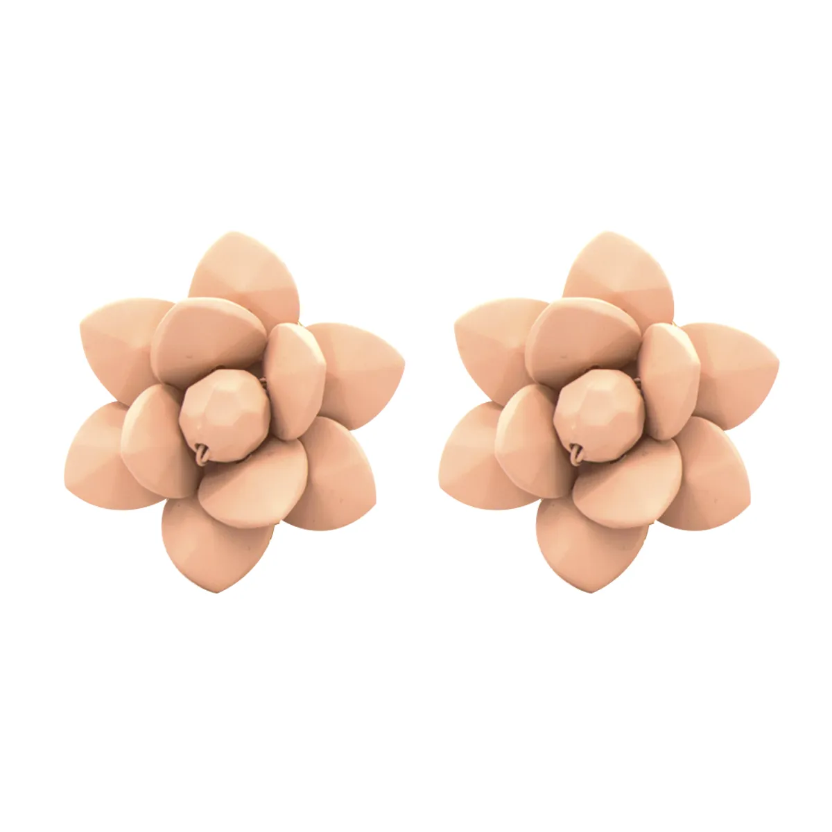 Murano Pink Sunset Stud Lily Earrings - Silk Effect