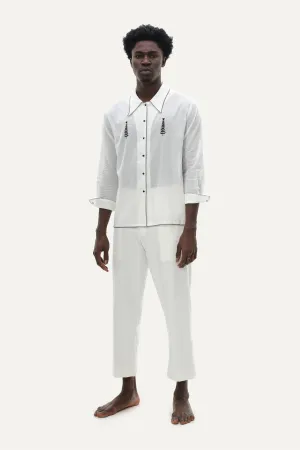 Naushad Ali I Girlfriend shirt,Temple stripe Signature Spring Summer 2025 Handwoven silk cotton Lilac   coral red NA SS24 M14