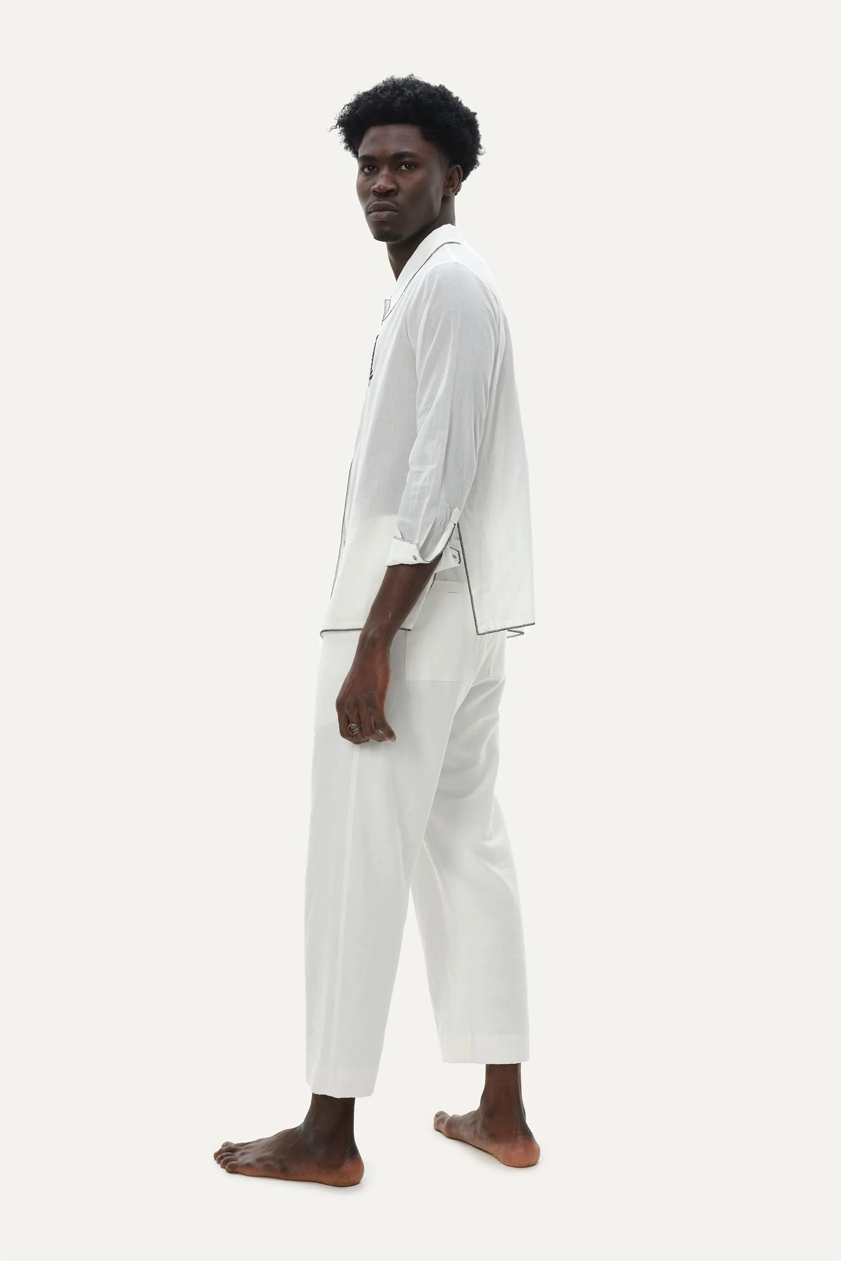 Naushad Ali I Girlfriend shirt,Temple stripe Signature Spring Summer 2025 Handwoven silk cotton Lilac   coral red NA SS24 M14
