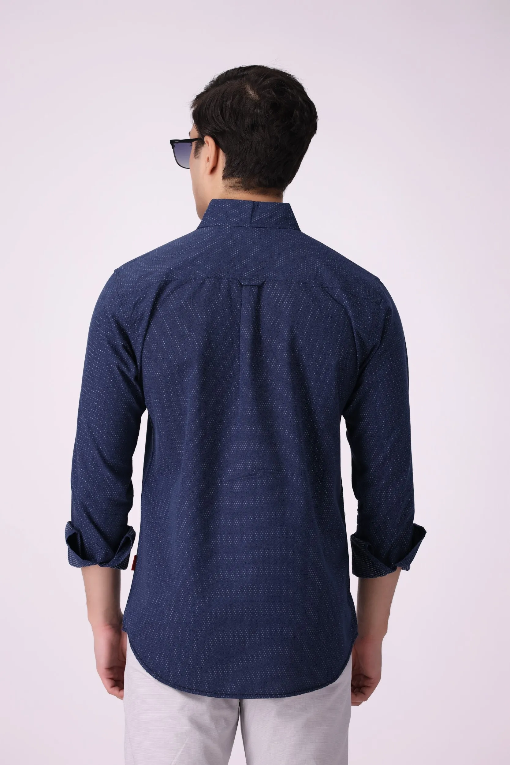 Navy Dotted Casual Shirt