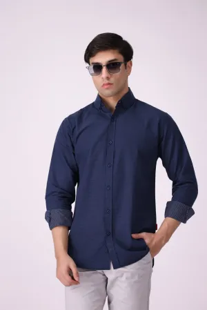 Navy Dotted Casual Shirt