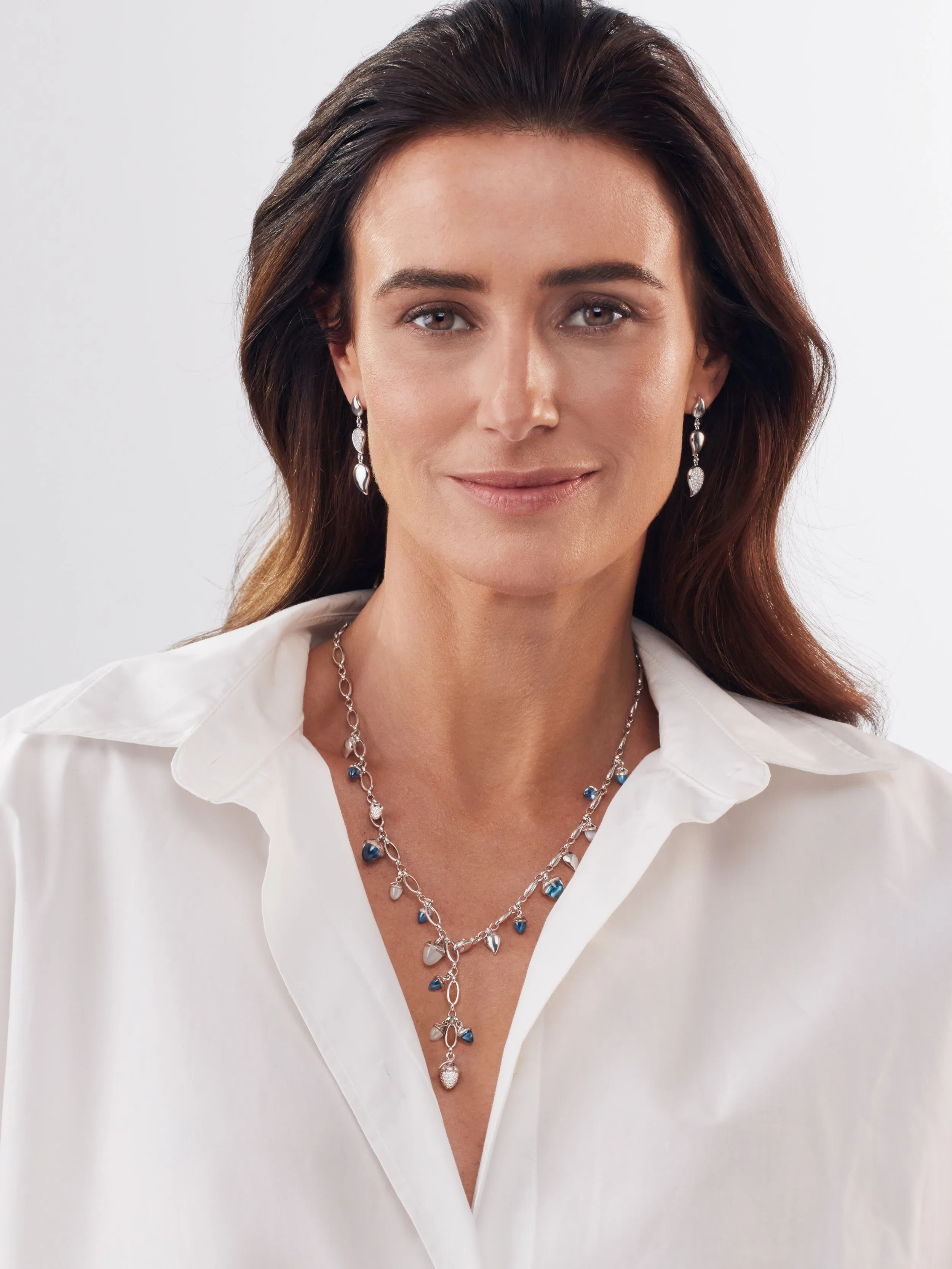 Necklace MIKADO 'Ocean' with Diamond Pavé - 56 cm Ocean