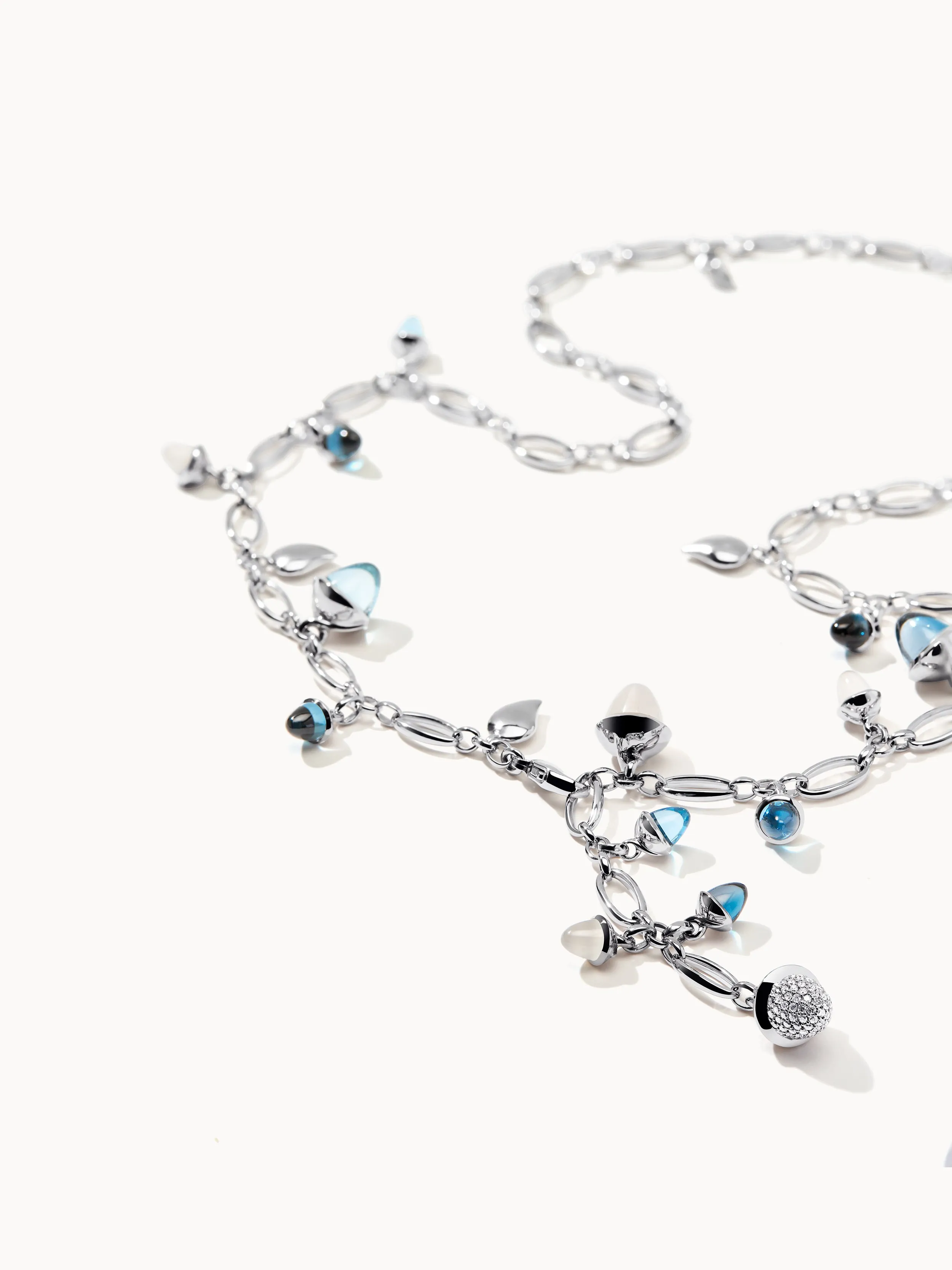 Necklace MIKADO 'Ocean' with Diamond Pavé - 56 cm Ocean