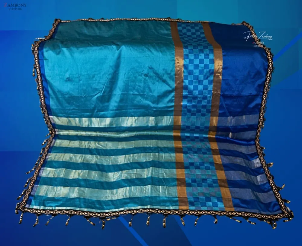 Nefertiti Blue Silk Throw
