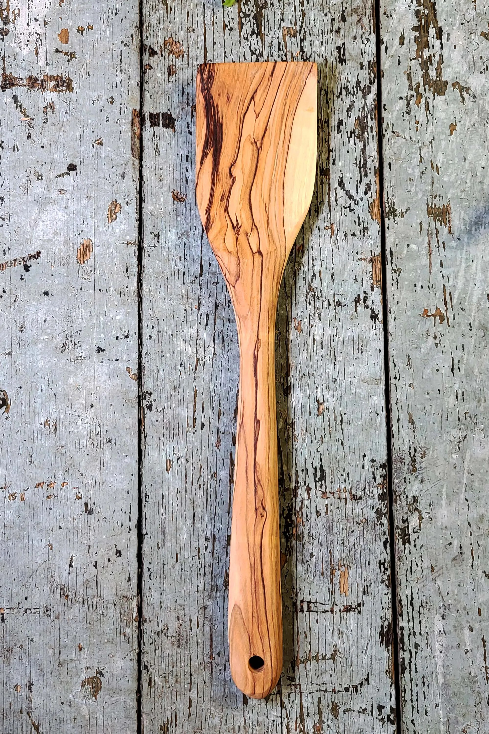 Olive Wood Fat Head Spatula with Edged Sides